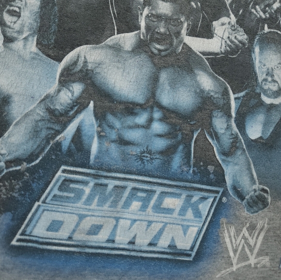 Y2K WWE Wrestling Smackdown Boys T-Shirt Cena Jericho HHH  Boogeyman Khali Morri - Picture 5 of 6